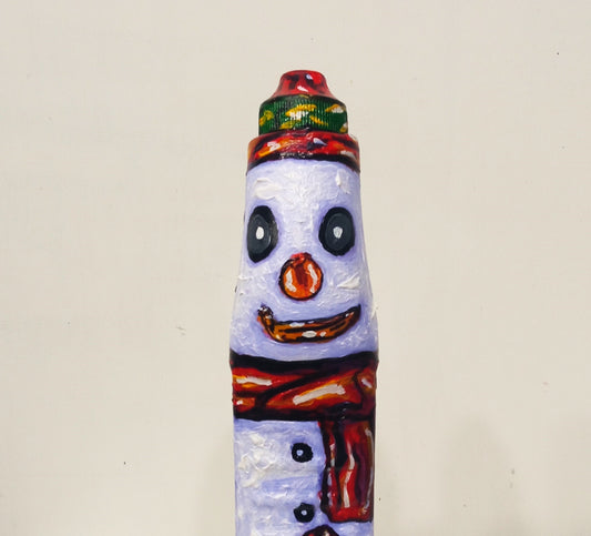 Double Snowman Figurine Created out of Recycled Washing Liquid Plastic Bottle . [Recycled Art]. Ivan Fyodorovich. Front view