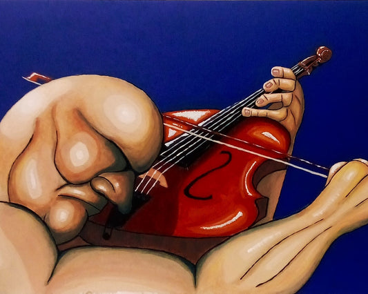 Music Poster. Naked Viola Player Portrait (Print from Acrylic Original Painting), Ivan Fyodorovich