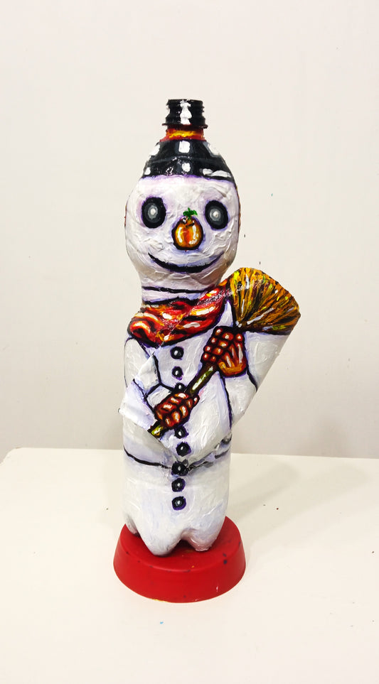 Snowman Figurine Created out of Recycled  Plastic Bottle . [Recycled Art]. Ivan Fyodorovich. Frint view