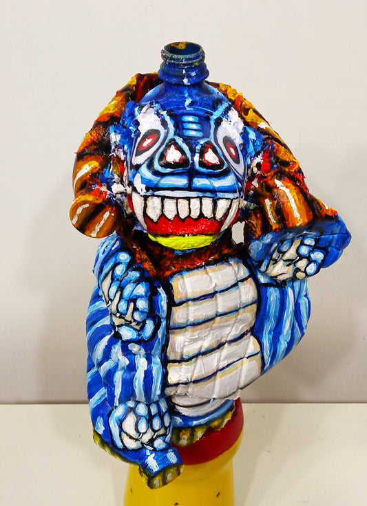  Chinese New Year Blue Dragon Figurine Made out of Recycled Plastic Bottles .[Recycled Art]. Ivan Fyodorovich. Front view