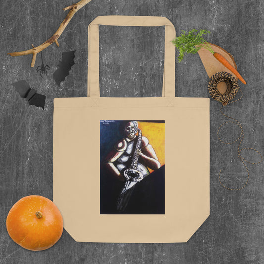 Eco Tote Bag with Female Sax Player (Print from Acrylic Original Painting) Ivan Fyodorovich