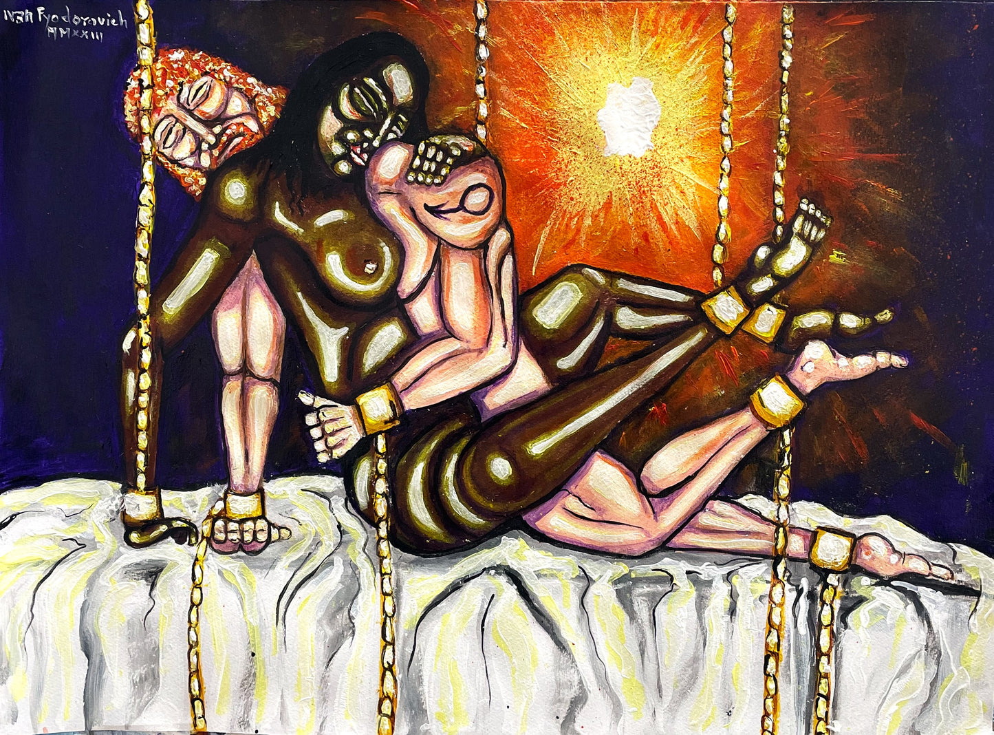 Art Poster Venus and Mars Chained by Vulcan . Mythology Ilustration Painting. Ivan Fyodorovich