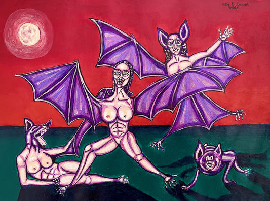 Art Poster Minyas's  Daughters Transforming into Bats. Mythology Ilustration Painting. Ivan Fyodorovich