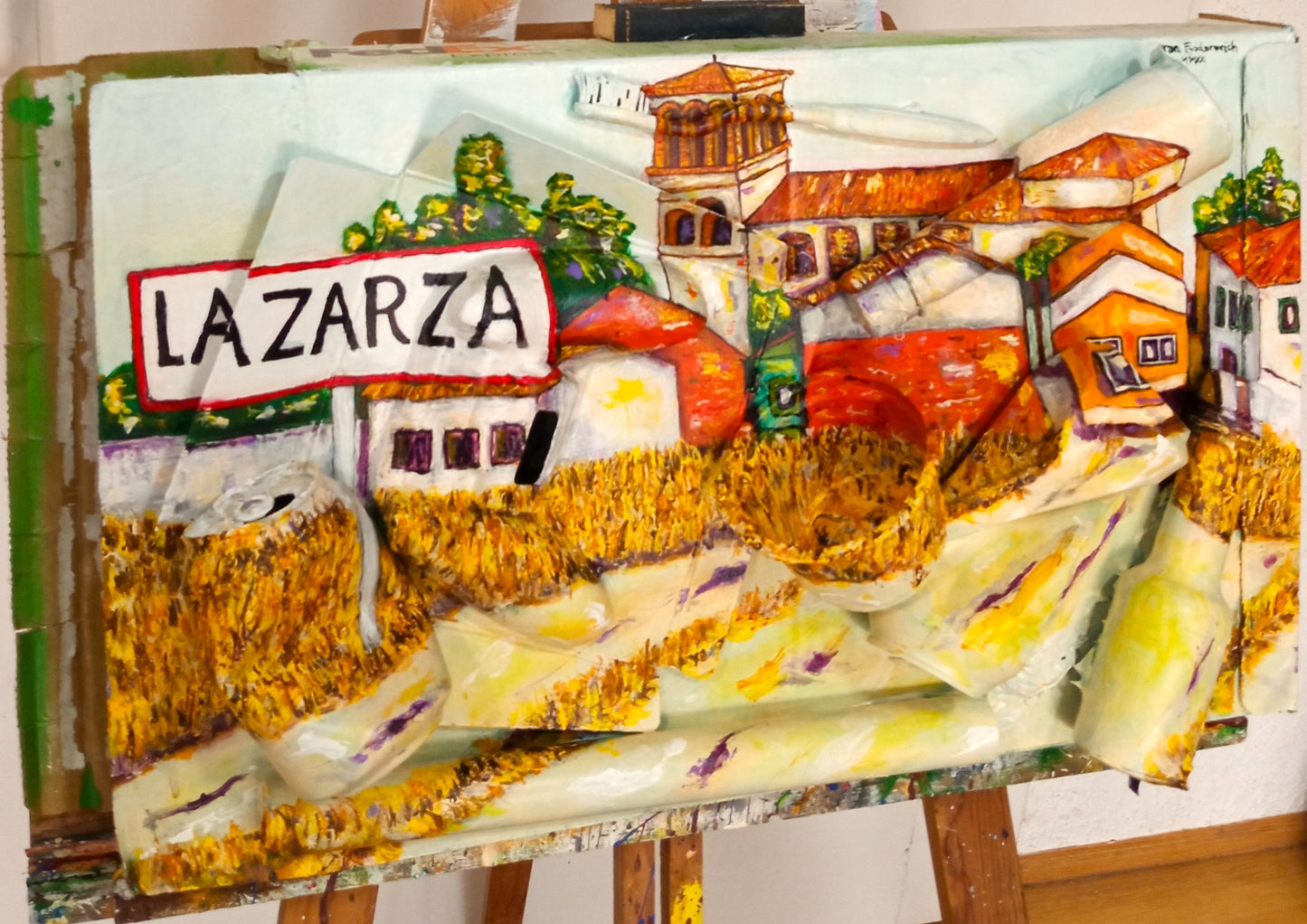 La Zarza from the South. 3D landscape painting. Wall art