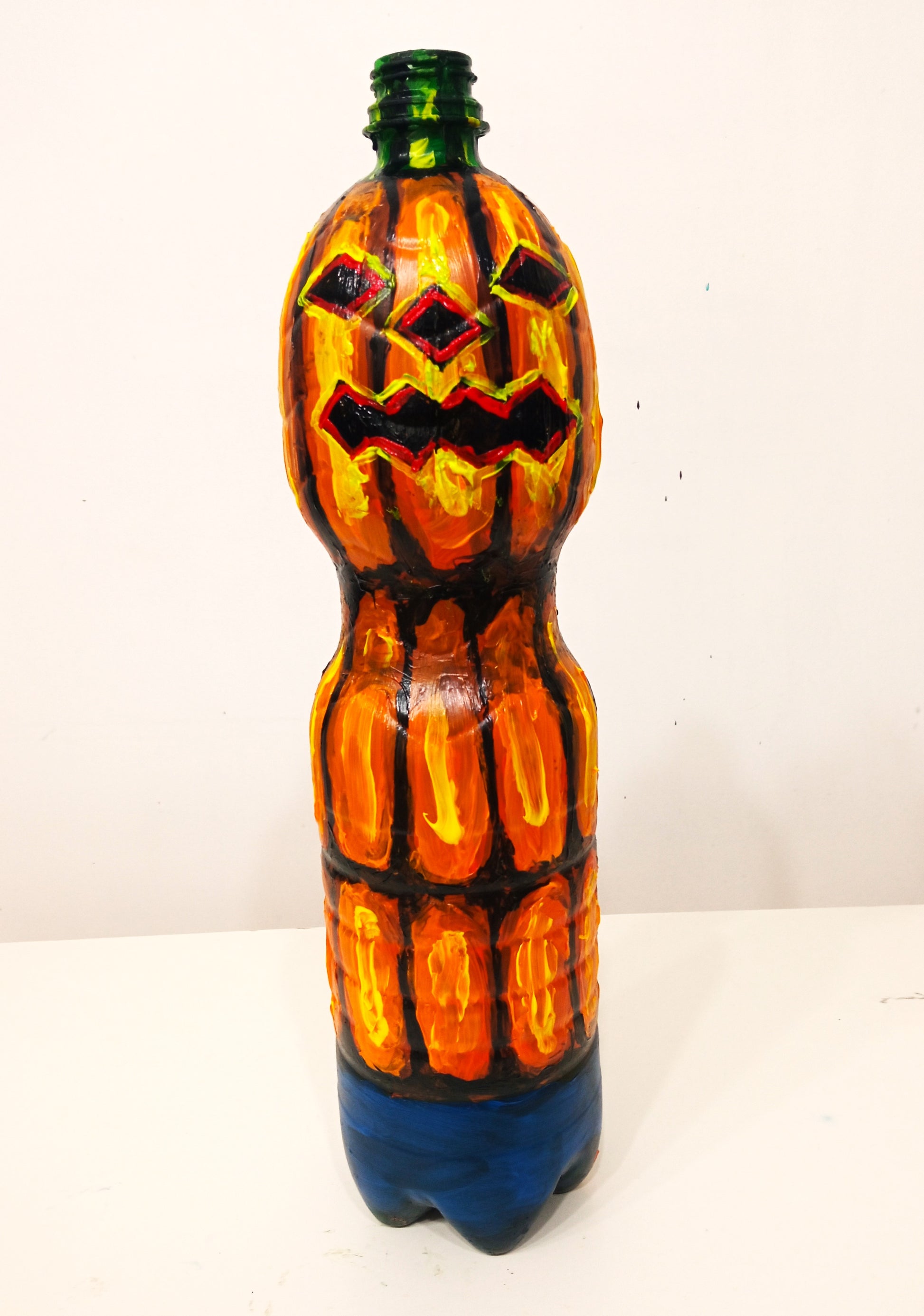 Halloween Pumpkin Figurine (Vase) Created out of Recycled Plastic Bottles . [Recycled Art]. Ivan Fyodorovich. Front view