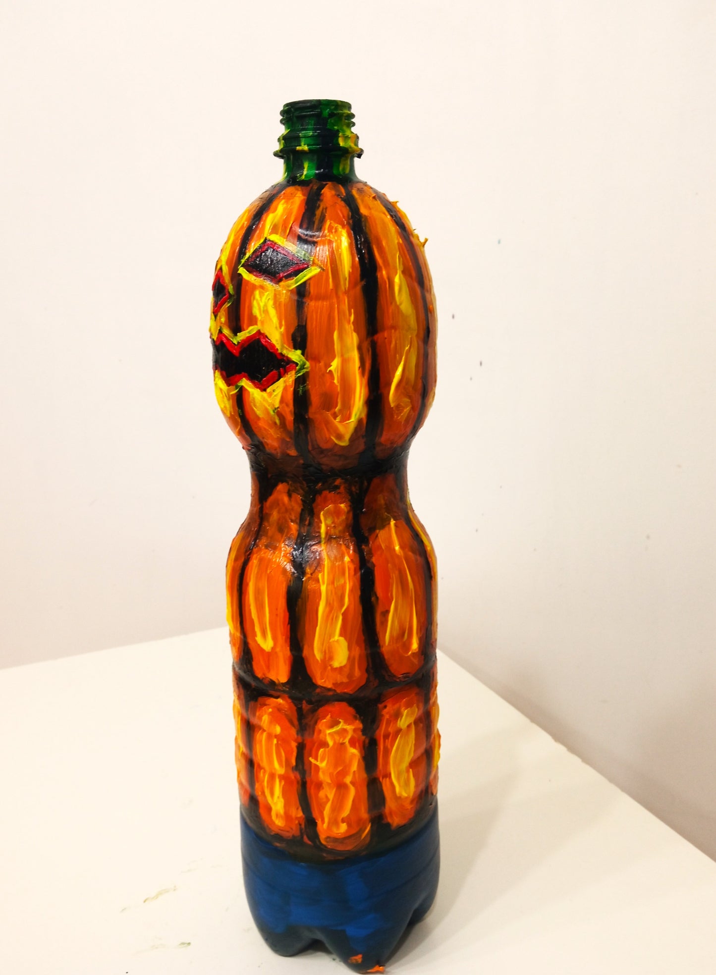 Halloween Pumpkin Figurine (Vase) Created out of Recycled Plastic Bottles . [Recycled Art]. Ivan Fyodorovich. lateral Right side