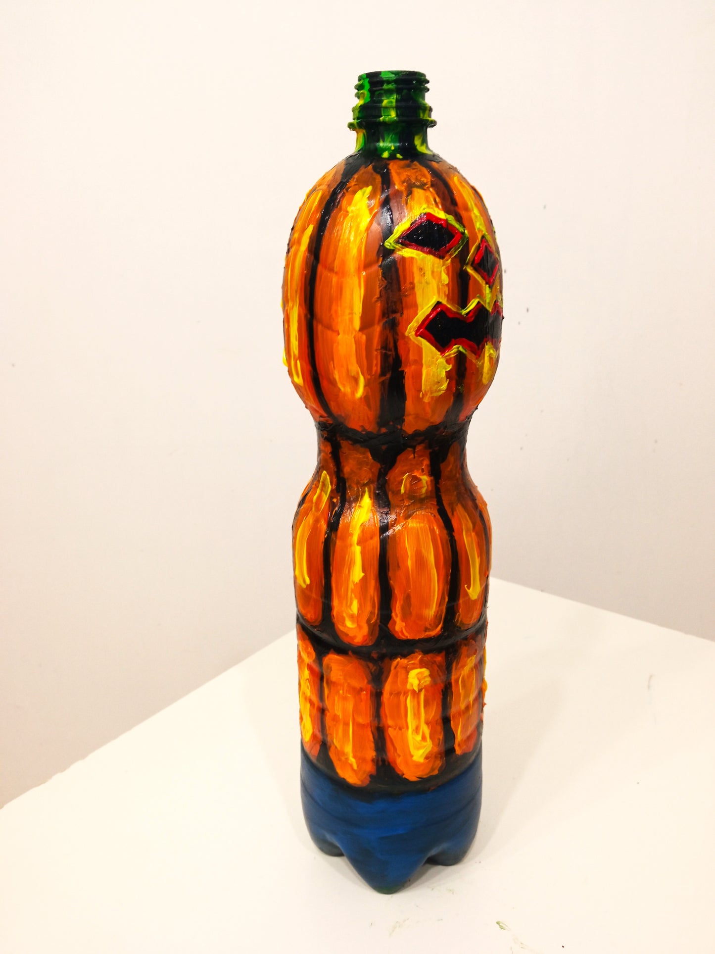 Halloween Pumpkin Figurine (Vase) Created out of Recycled Plastic Bottles . [Recycled Art]. Ivan Fyodorovicj. Lateral left side