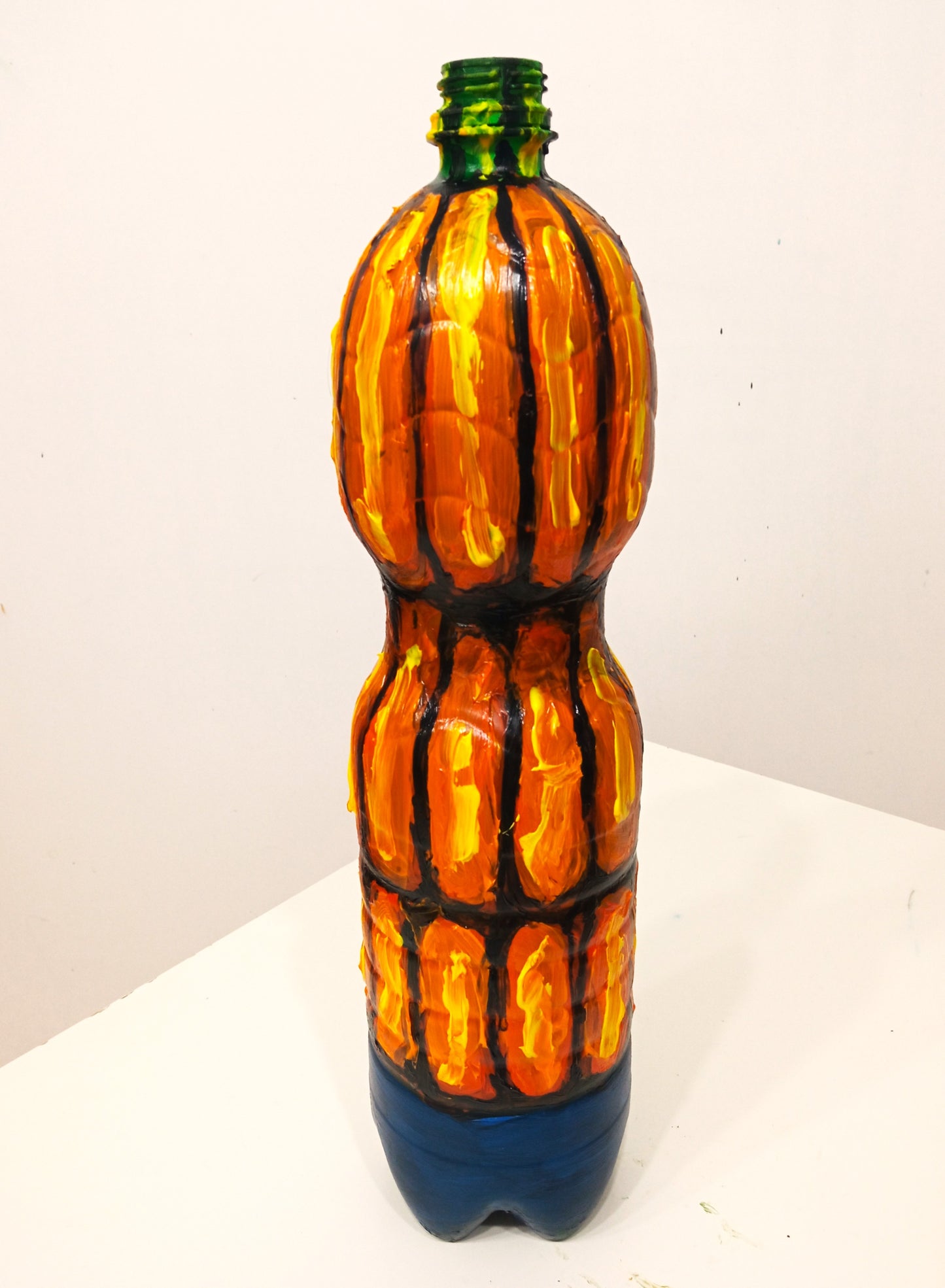 Halloween Pumpkin Figurine (Vase) Created out of Recycled Plastic Bottles . [Recycled Art]. Ivan Fyodorovich. Back side