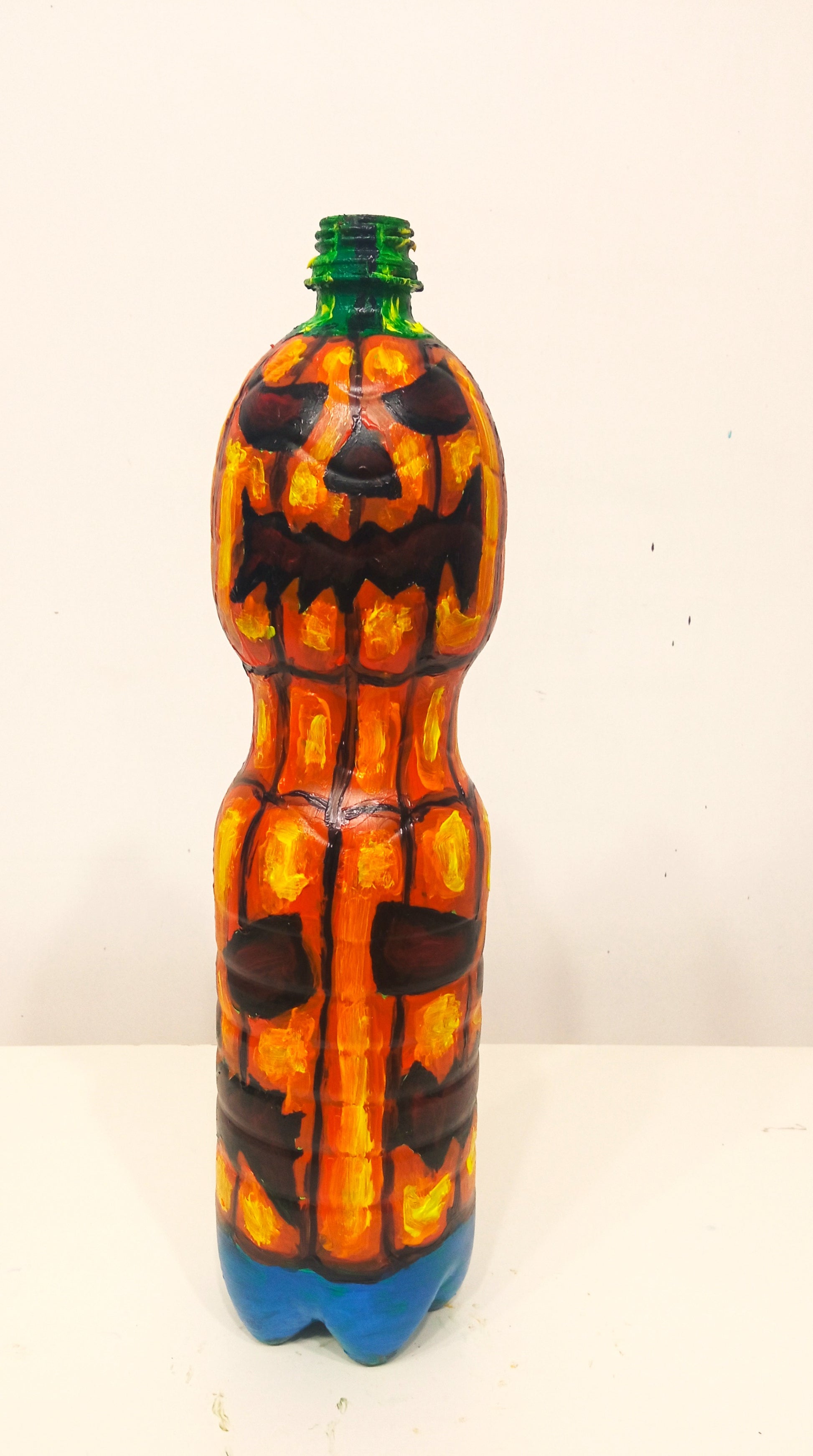 Scary Face Halloween Pumpkin Figurine (Vase) Created out of Recycled Plastic Bottles . [Recycled Art] Ivan Fyodorovich