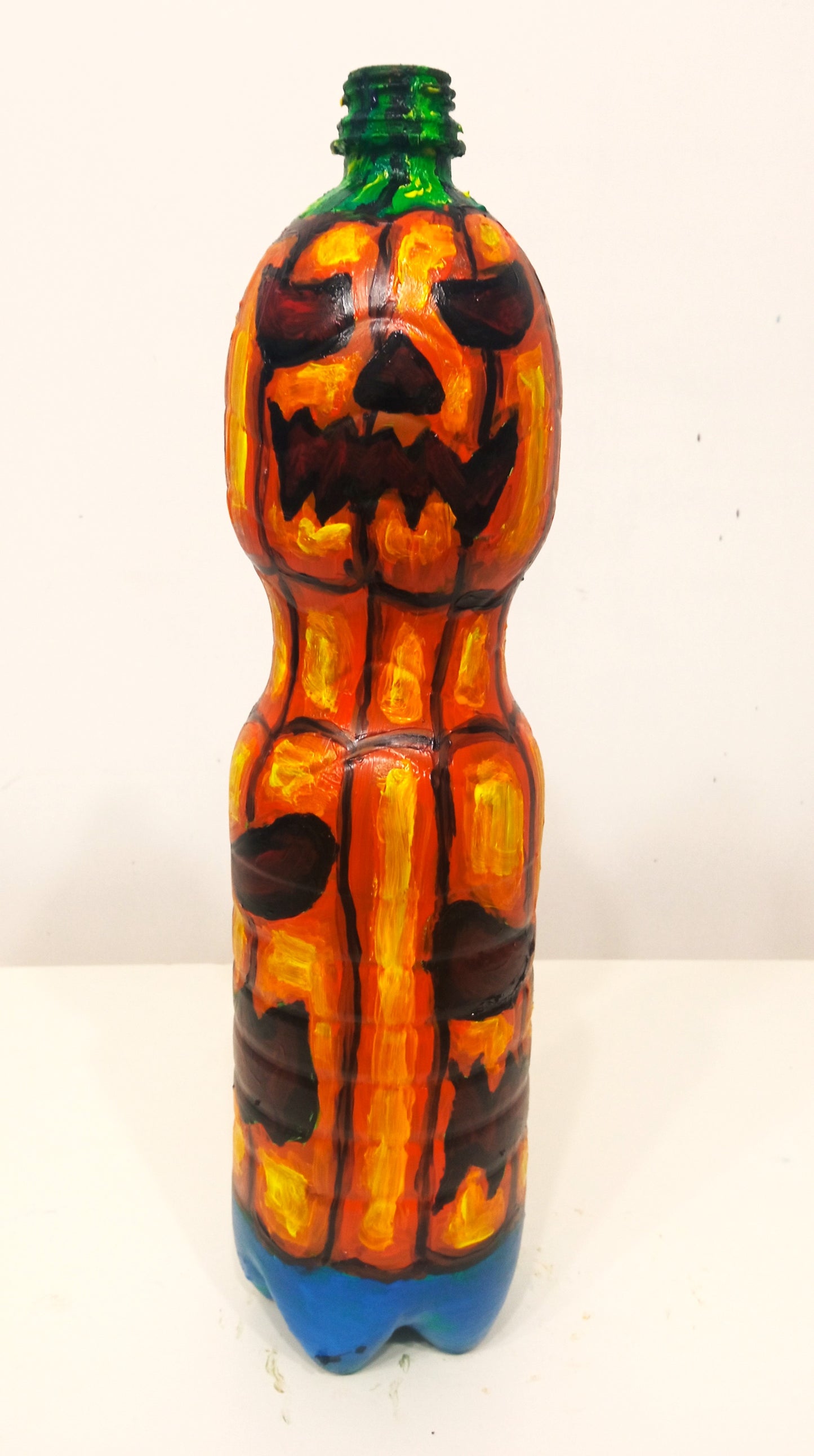 Scary Face Halloween Pumpkin Figurine (Vase) Created out of Recycled Plastic Bottles . [Recycled Art] Ivan Fyodorovich