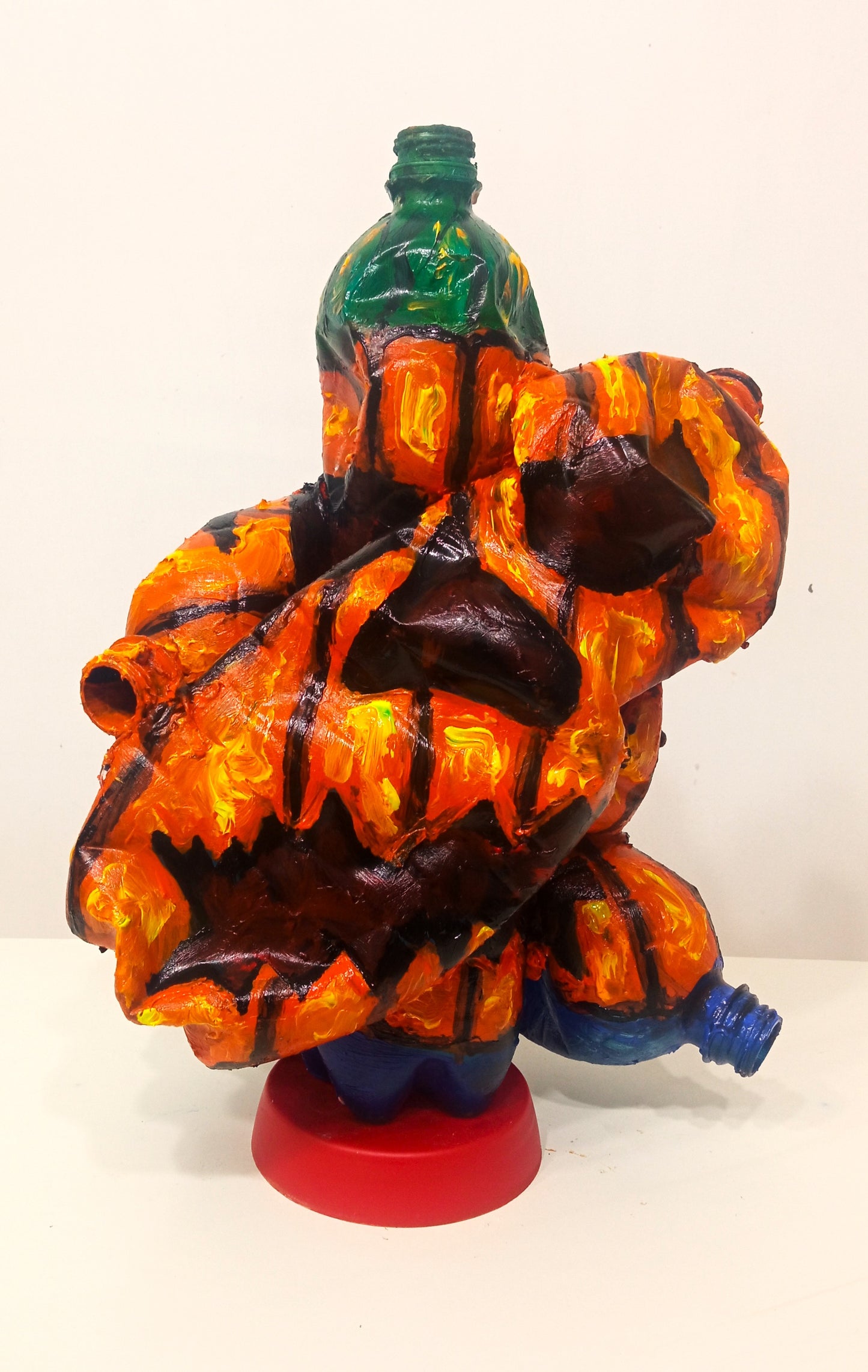 Grotesque Halloween Pumpkin Figurine Created out of Recycled Plastic Bottles . [Recycled Art]. Ivan Fyodorovich. Back view