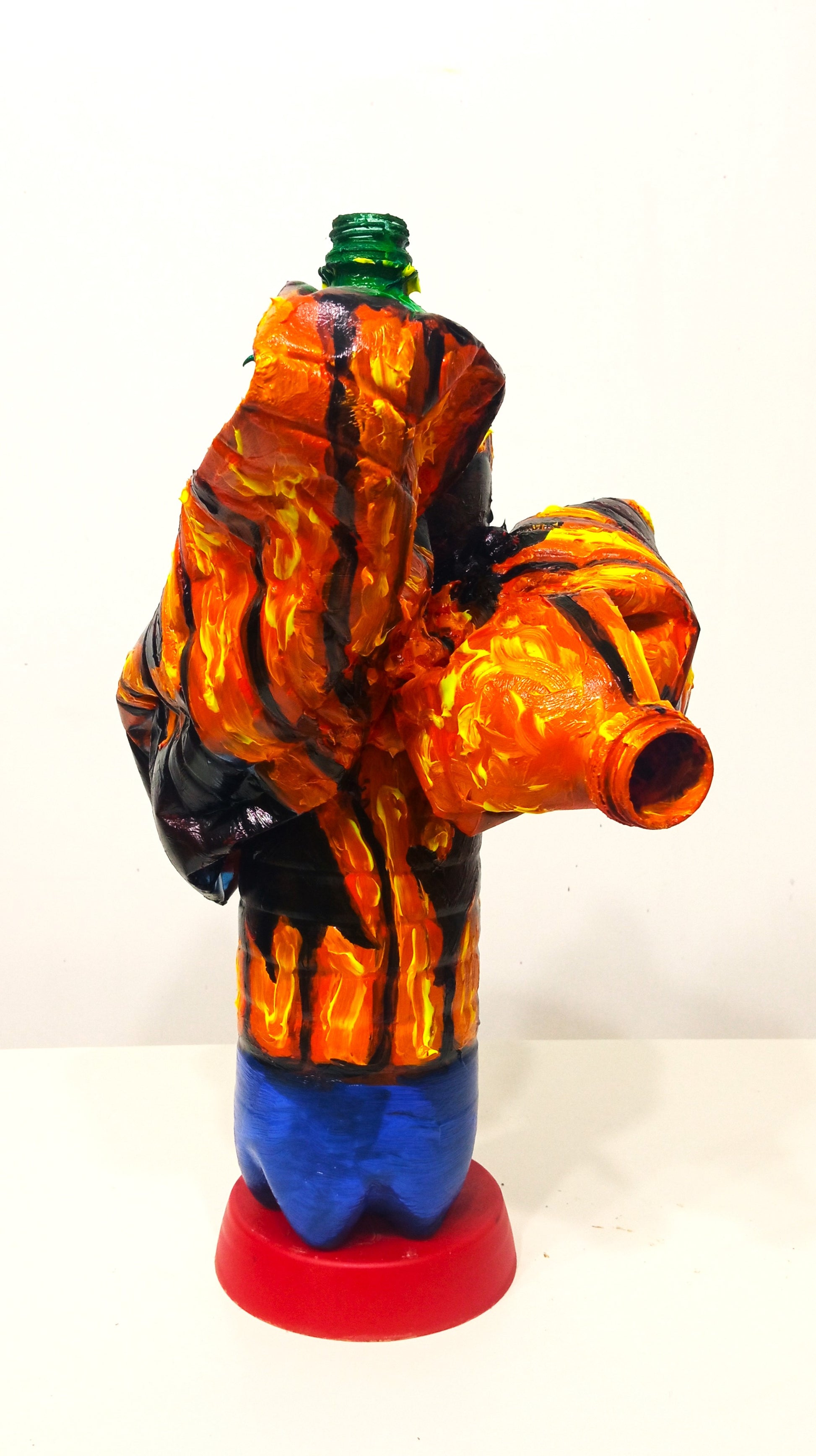 Big Mouthed Halloween Pumpkin Figurine Vase Created out of Recycled Plastic Bottles . [Recycled Art]. Ivan Fyodorovich. Right lateral view