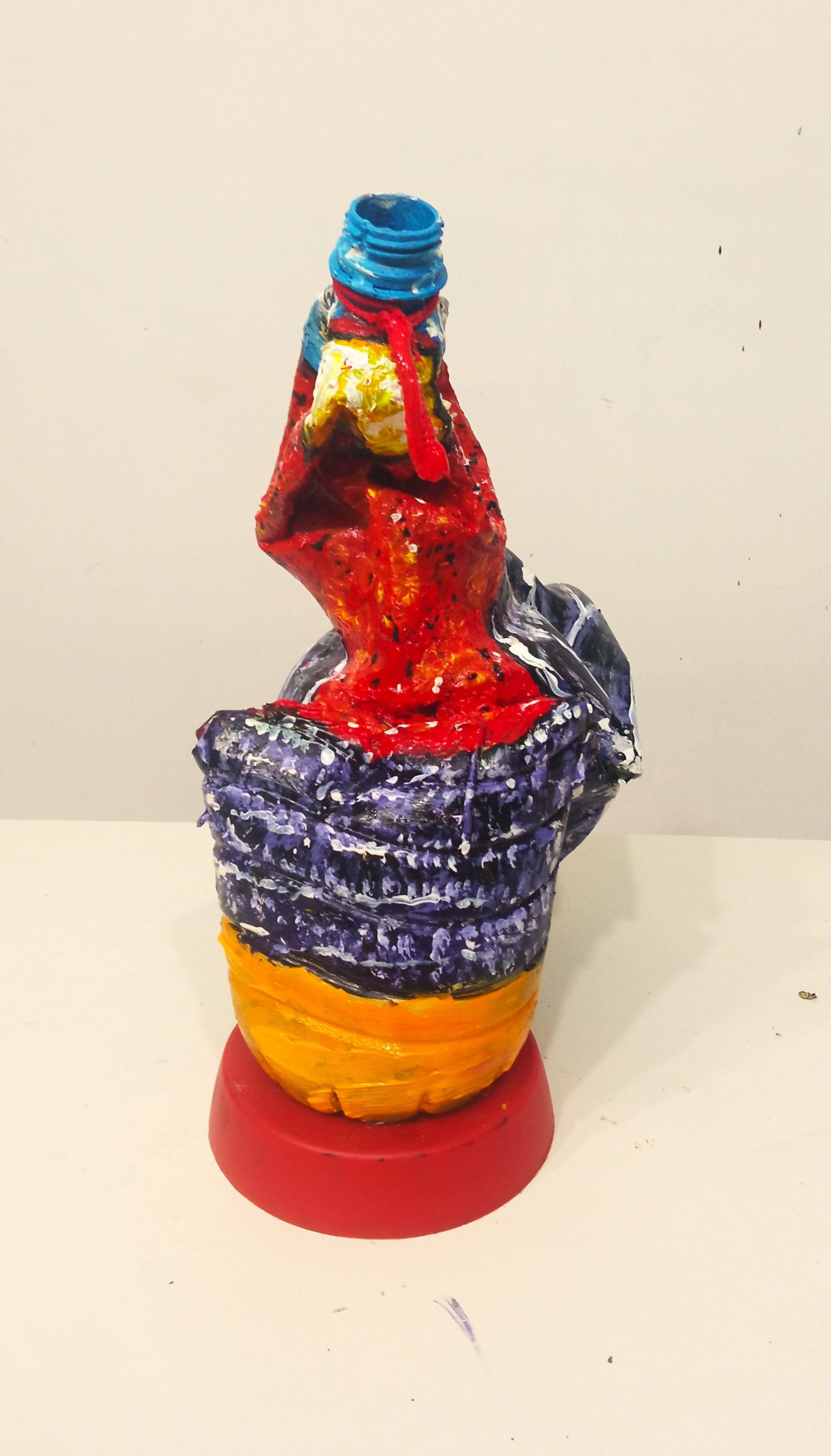 Acrylic painted Recycled plastic bottles Elegant Turkey Figurine.  Front side