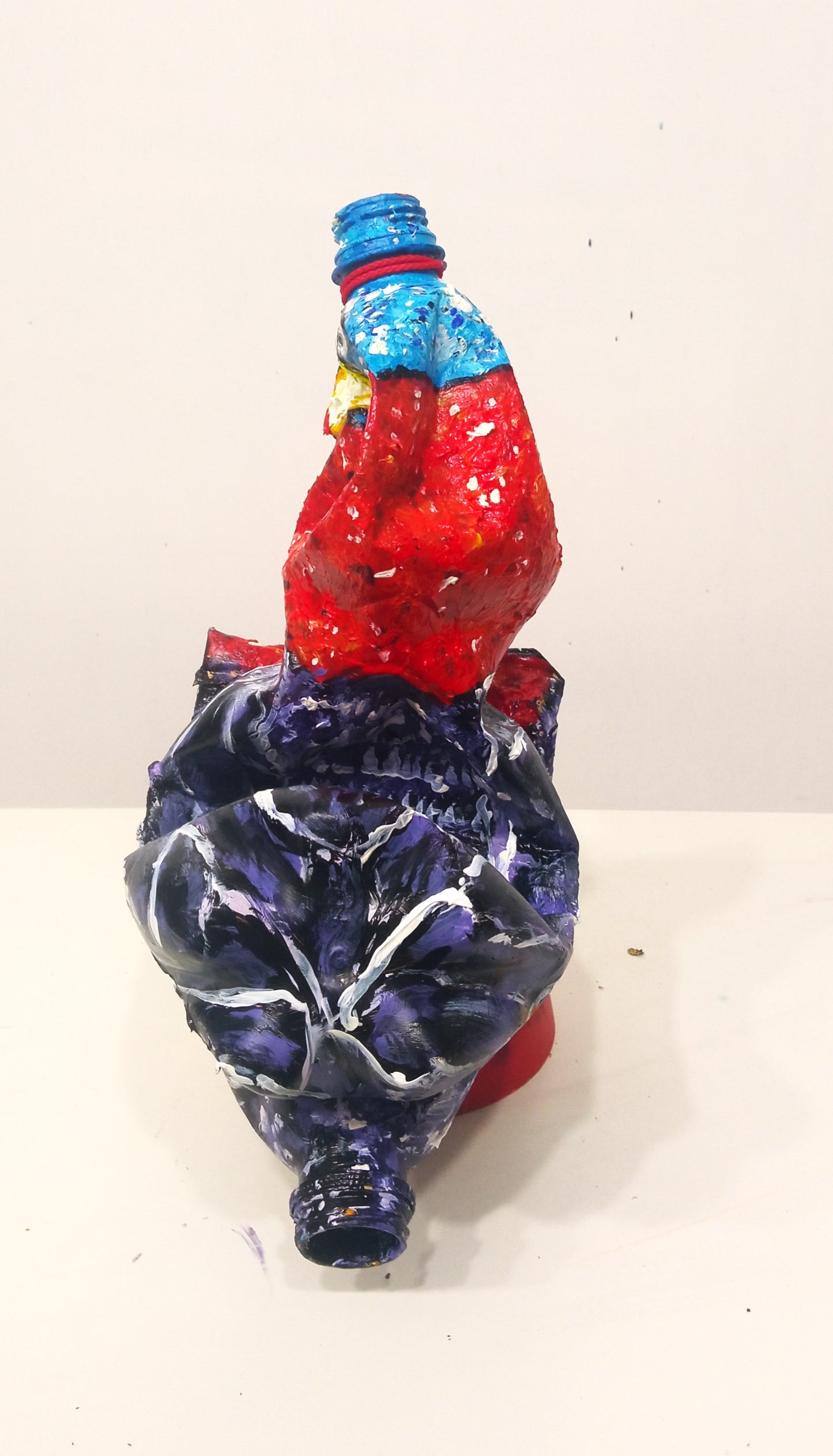 Acrylic painted Recycled plastic bottles Elegant Turkey Figurine.  Back  side