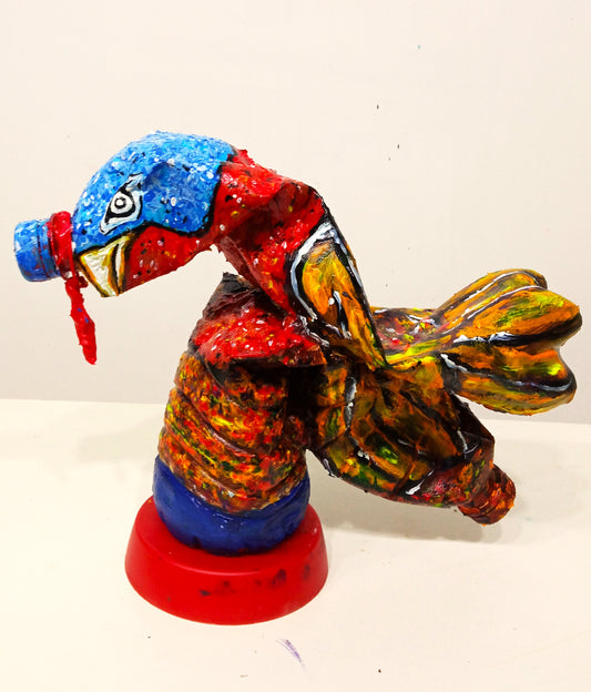 Turkey Figurine (Head Bowing) Created out of Recycled Plastic Bottles . [Recycled Art]