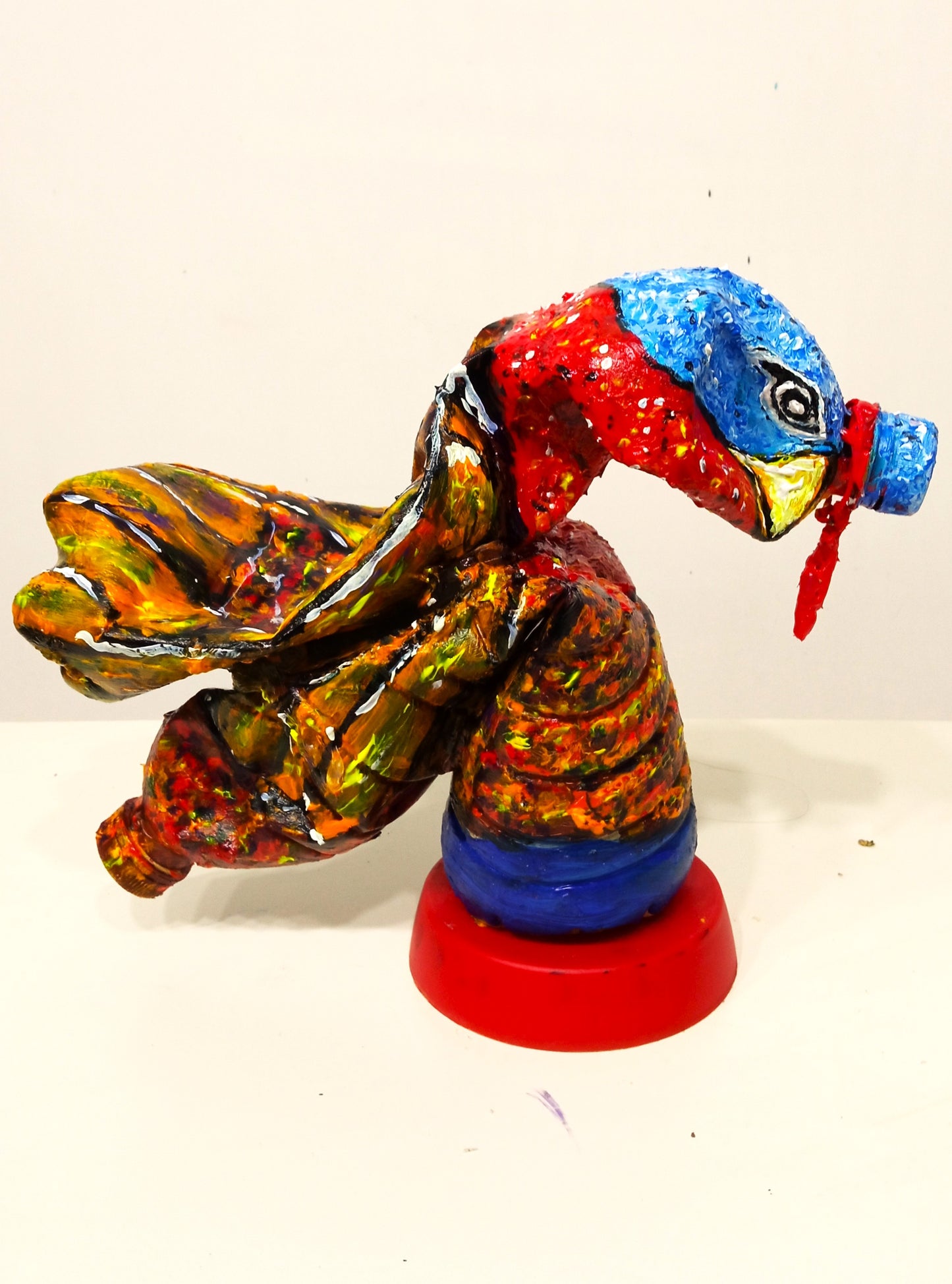 Turkey Figurine (Head Bowing) Created out of Recycled Plastic Bottles . [Recycled Art]