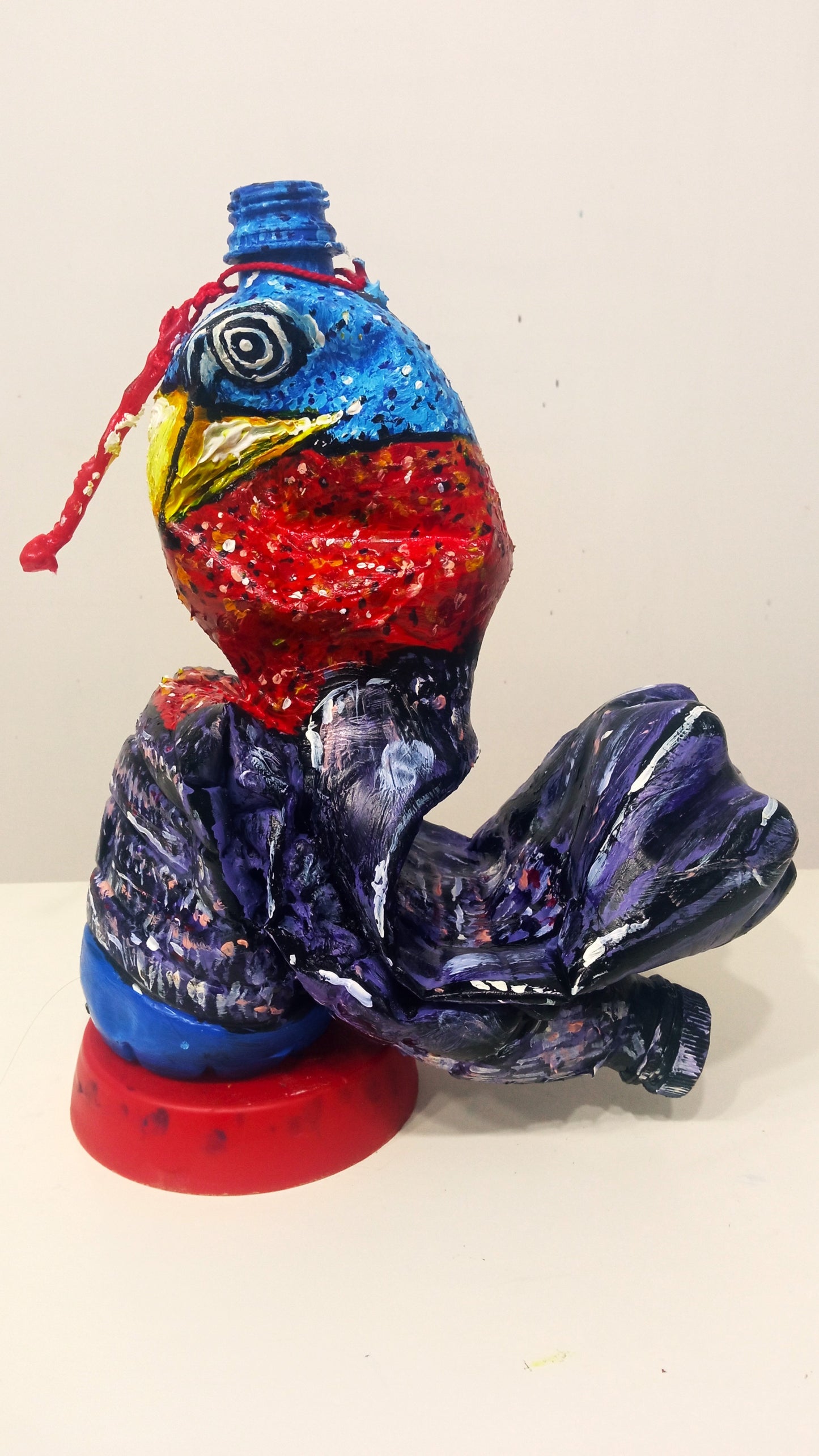 Acrylic painted Recycled plastic bottles Dreamy Turkey Figurine. Table top decoration. [Recycled Art]