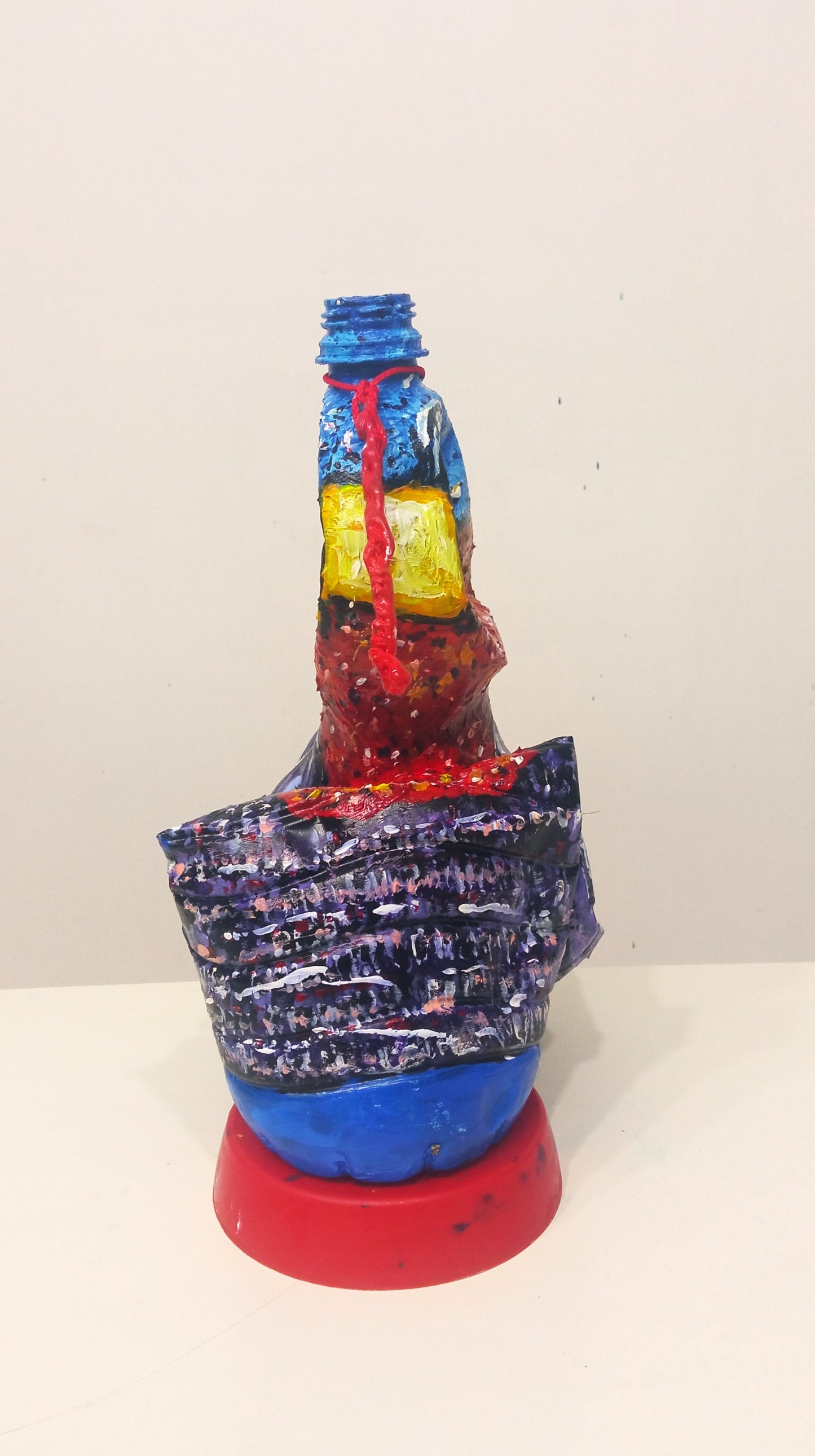 Acrylic painted Recycled plastic bottles Dreamy Turkey Figurine. Table top decoration. [Recycled Art]