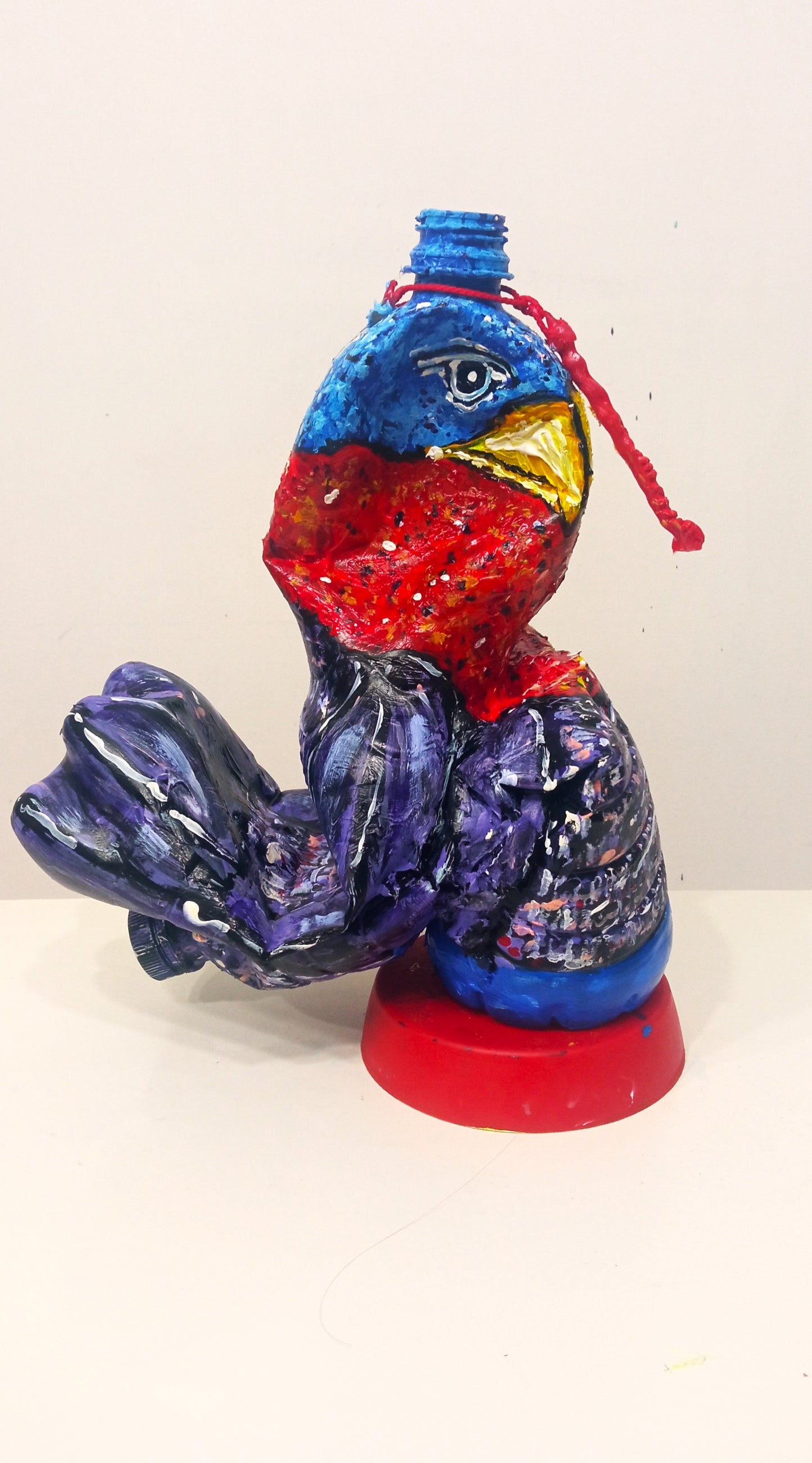 Acrylic painted Recycled plastic bottles Dreamy Turkey Figurine. Table top decoration. [Recycled Art]