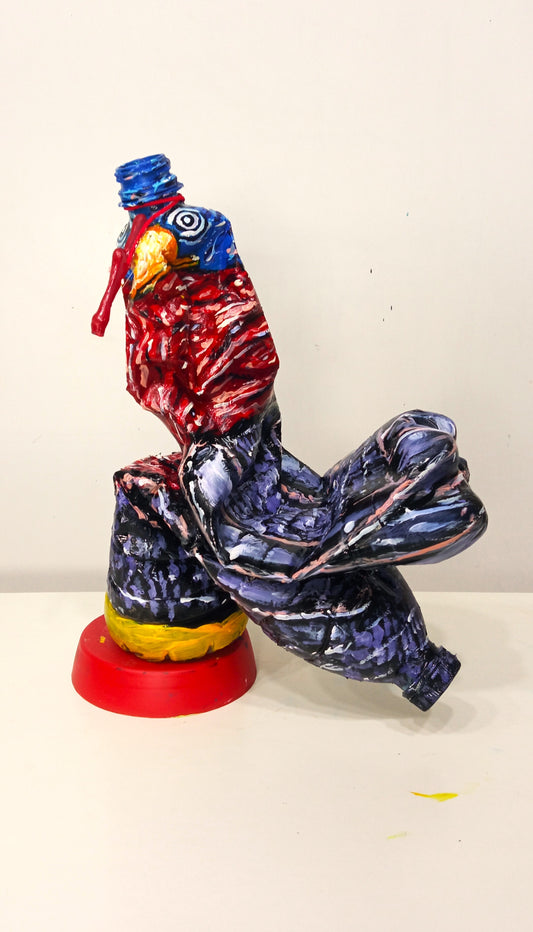 Turkey Figurine (Cautious) Created out of Recycled Plastic Bottles . [Recycled Art]