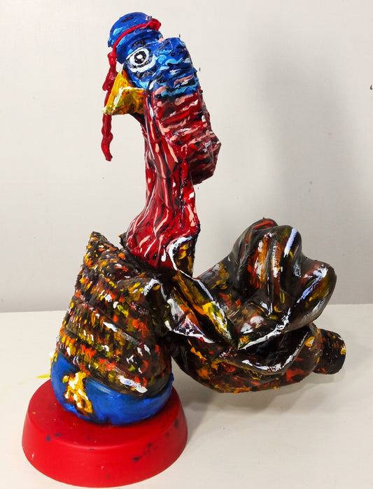 Turkey Figurine (Scared) Created out of Recycled Plastic Bottles . [Recycled Art]