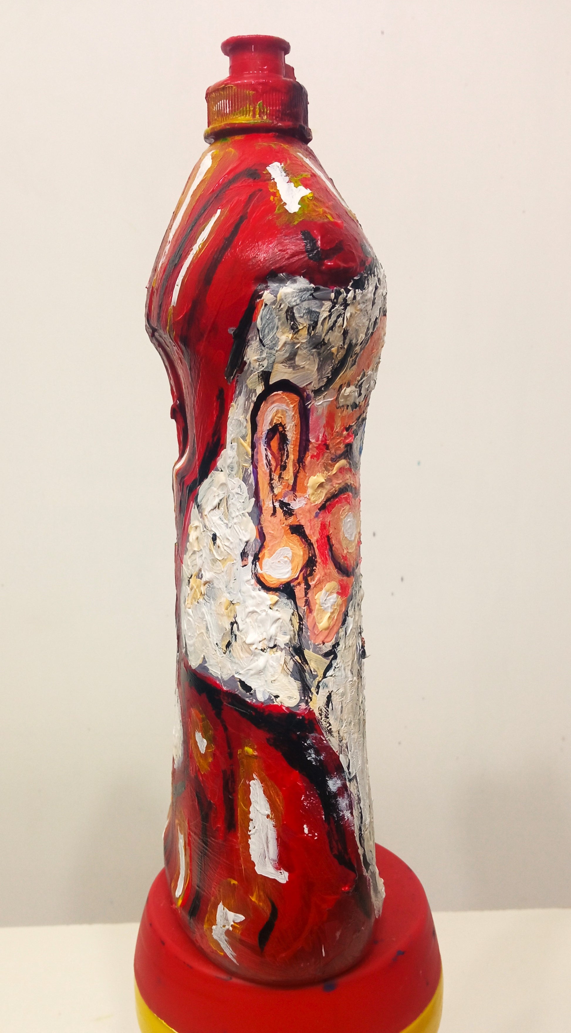 Santa Claus  Face Figurine Created out of Recycled Plasti Bottle. [Recycled Art]. Ivan Fyodorovich. Right lateral view