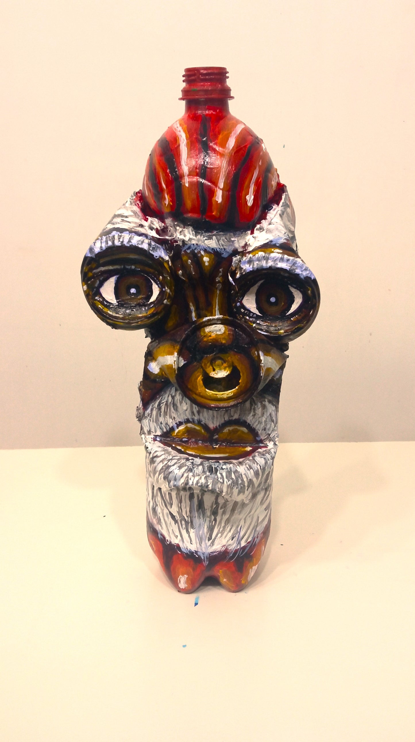 Black Santa Claus  Created out of Recycled Plastic Bottles and Beer Cans .[Recycled Art]. Ivan Fyodorovich. Front view