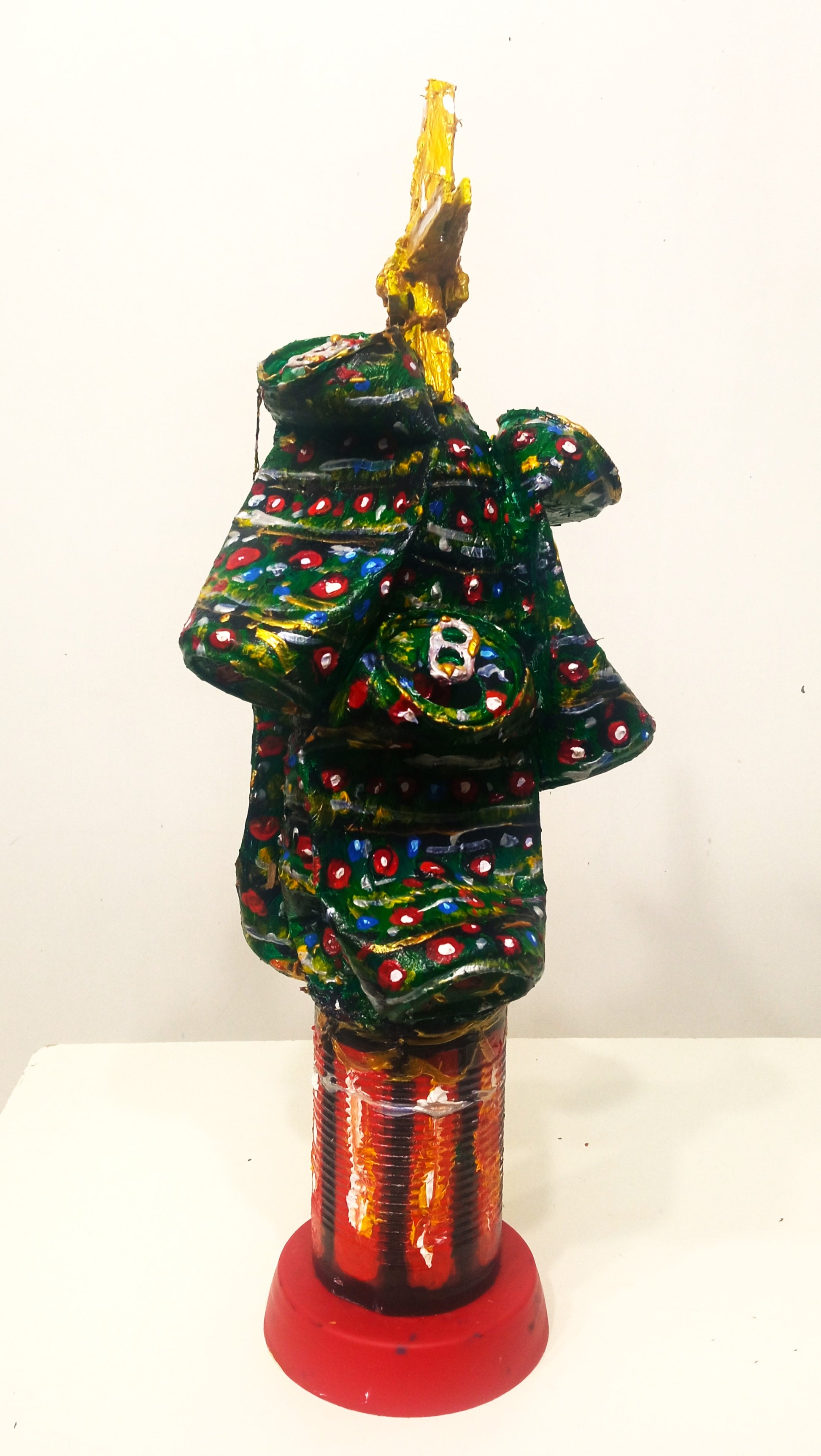 Christmas Tree Figurine Created out of Recycled Plastic Bottle and Recycled Soda Cans. [Recycled Art] Ivan Fyodorovich. Another view