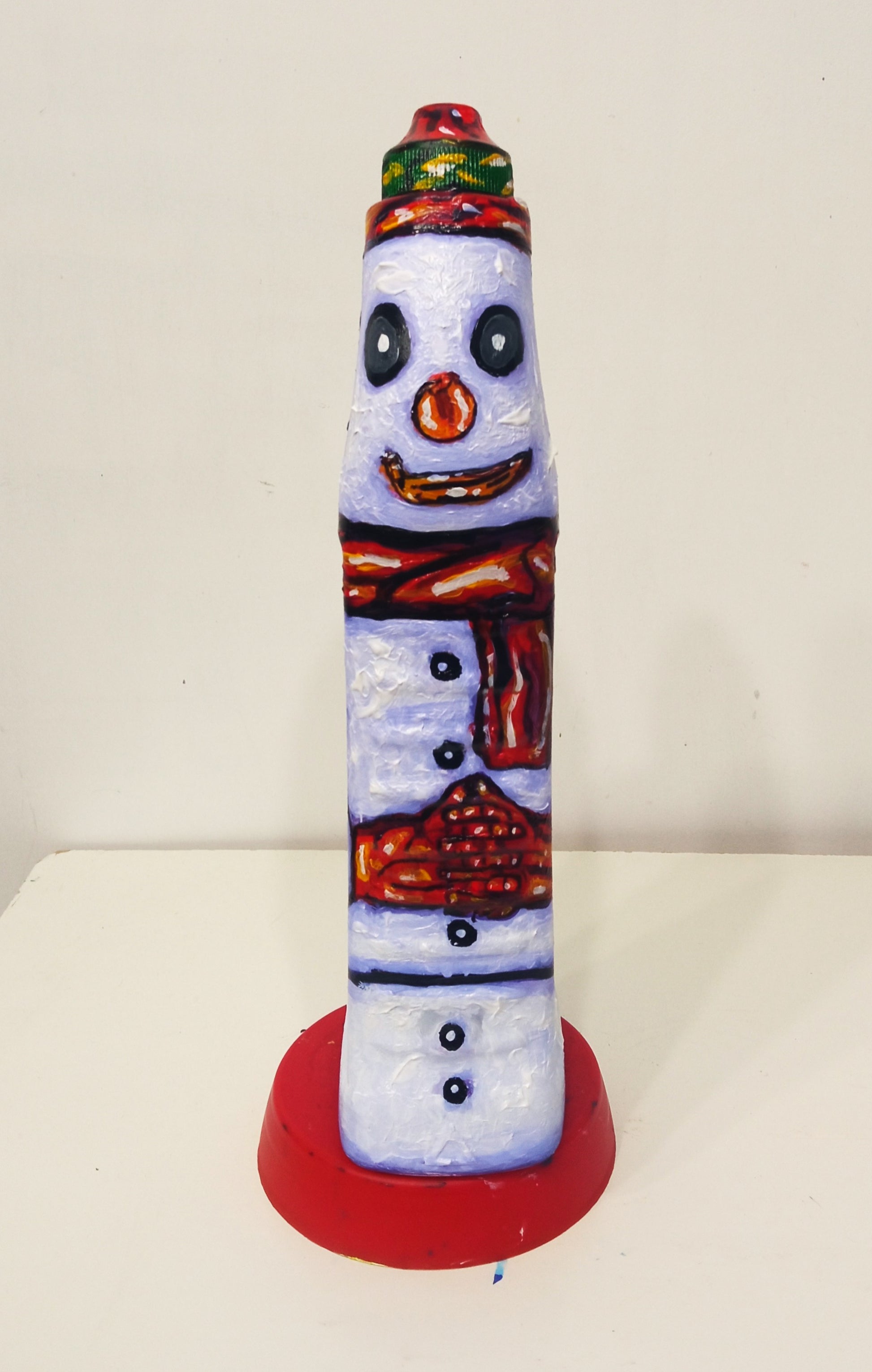 Double Snowman Figurine Created out of Recycled Washing Liquid Plastic Bottle . [Recycled Art]. Ivan Fyodorovich