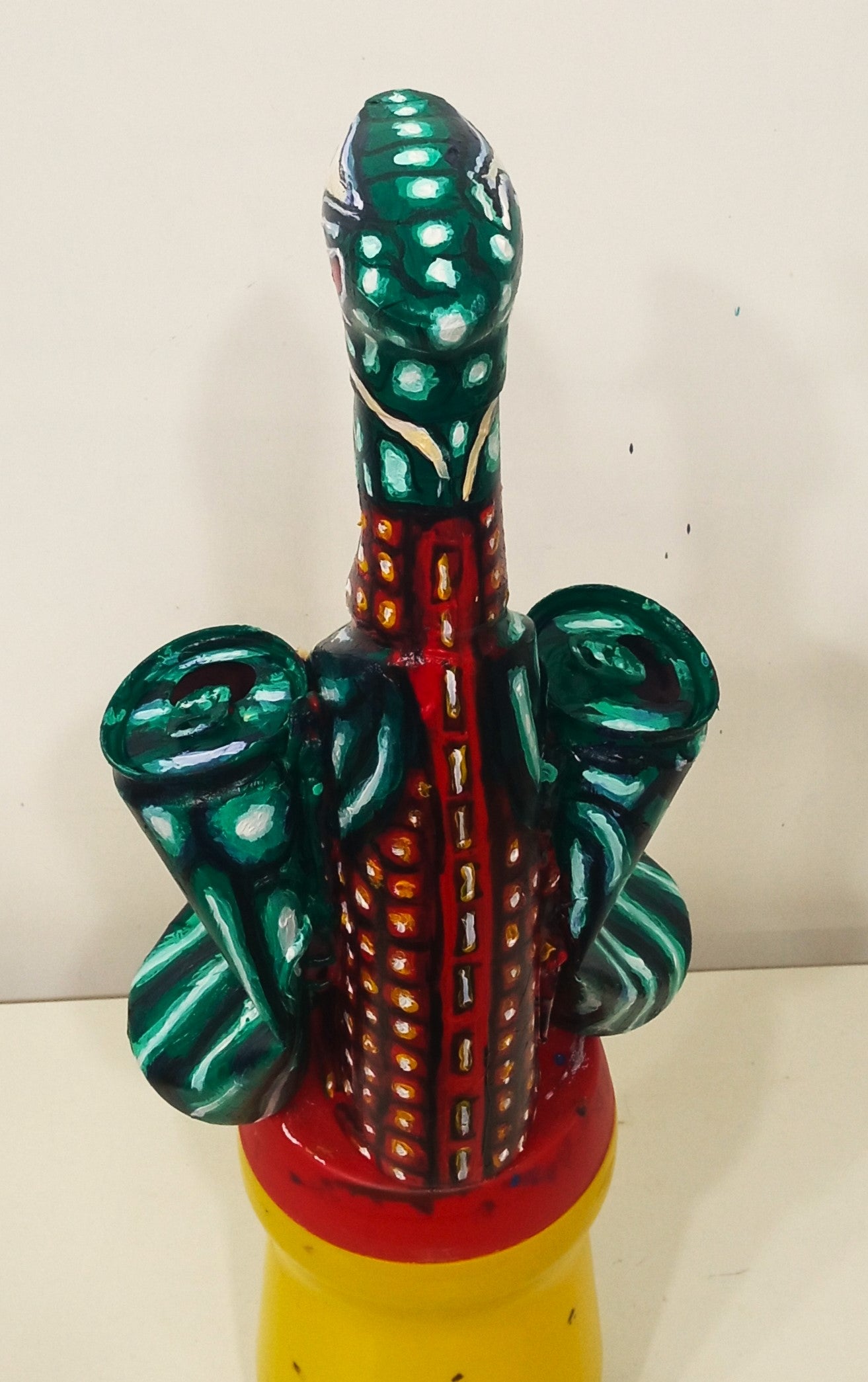 Chinese New Year Dragon Figurine Made out of Recycled Plastic Bottle.[Recycled Art]. Ivan Fyodorovich.  backside view