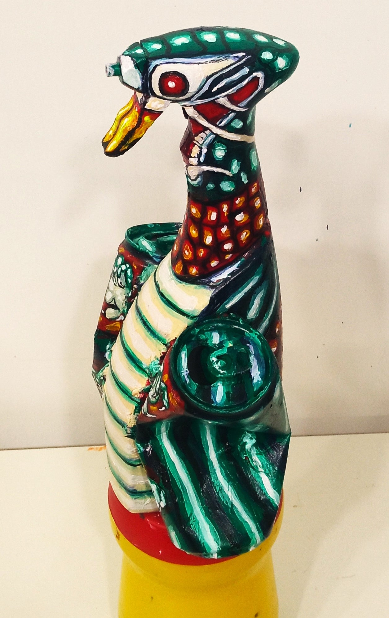 Chinese New Year Dragon Figurine Made out of Recycled Plastic Bottle.[Recycled Art]. Ivan Fyodorovich. Lateral left view