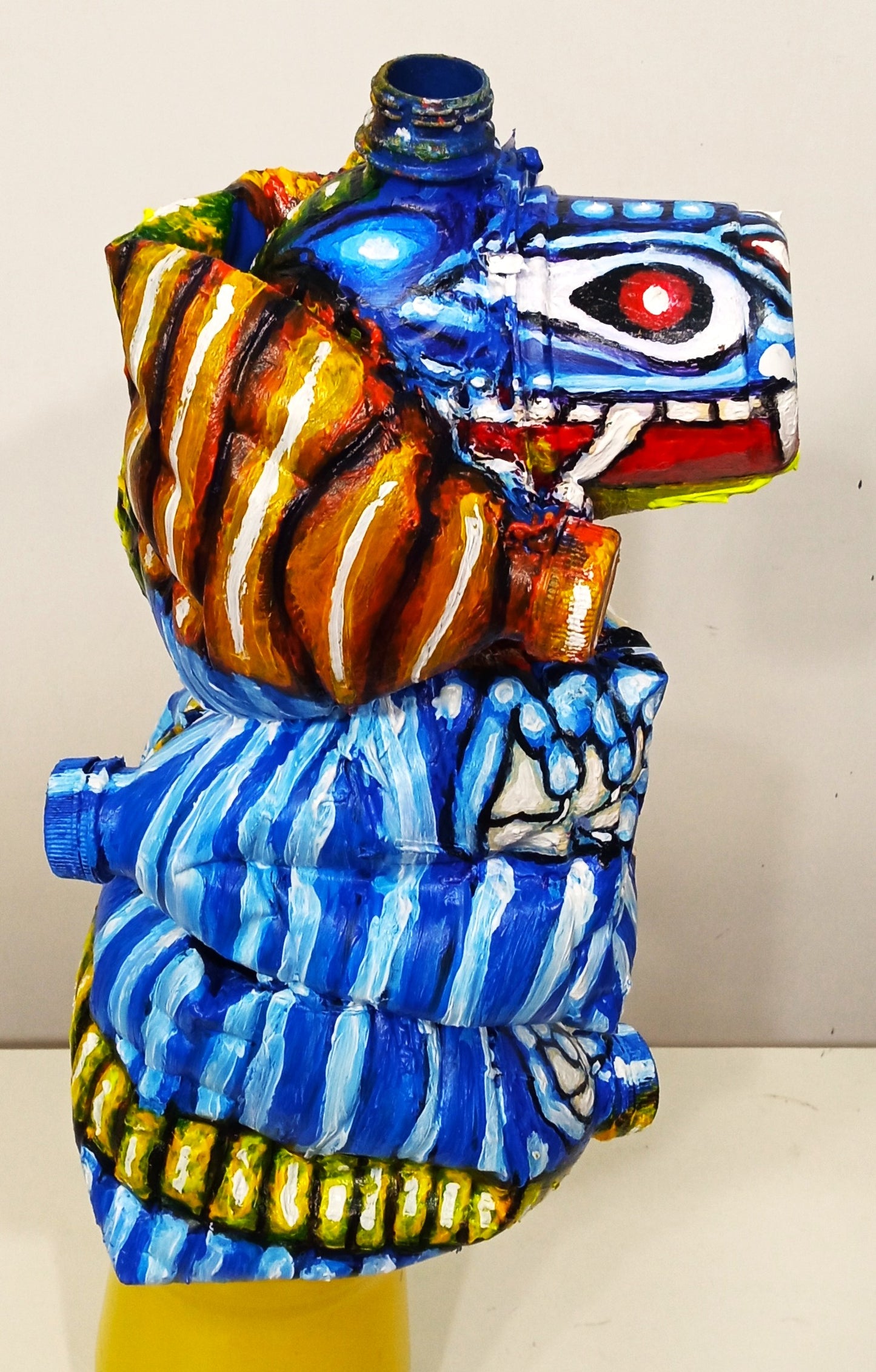  Chinese New Year Blue Dragon Figurine Made out of Recycled Plastic Bottles .[Recycled Art]. Ivan Fyodorovich. Right Lateral view