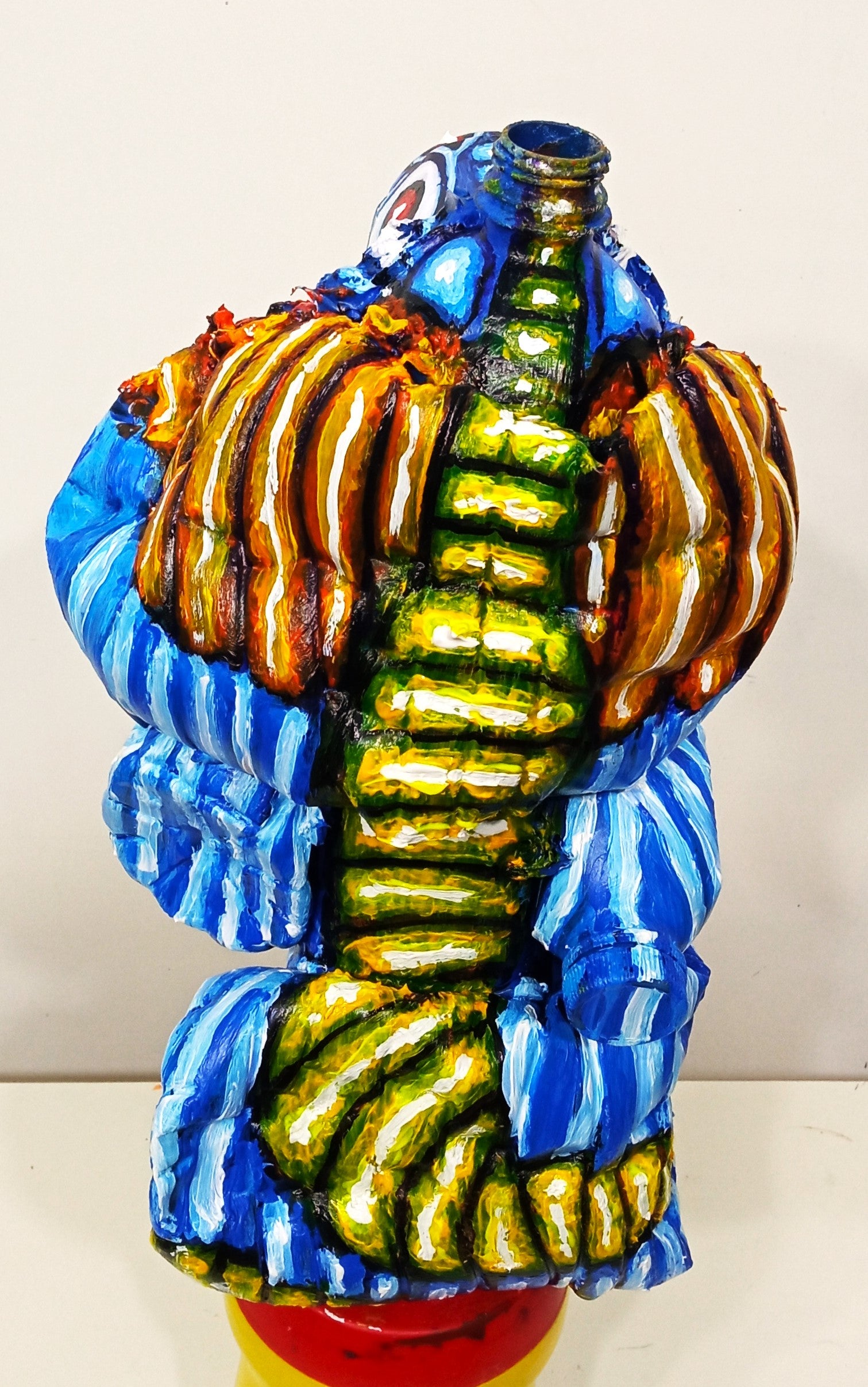  Chinese New Year Blue Dragon Figurine Made out of Recycled Plastic Bottles .[Recycled Art]. Ivan Fyodorovich. Backside view