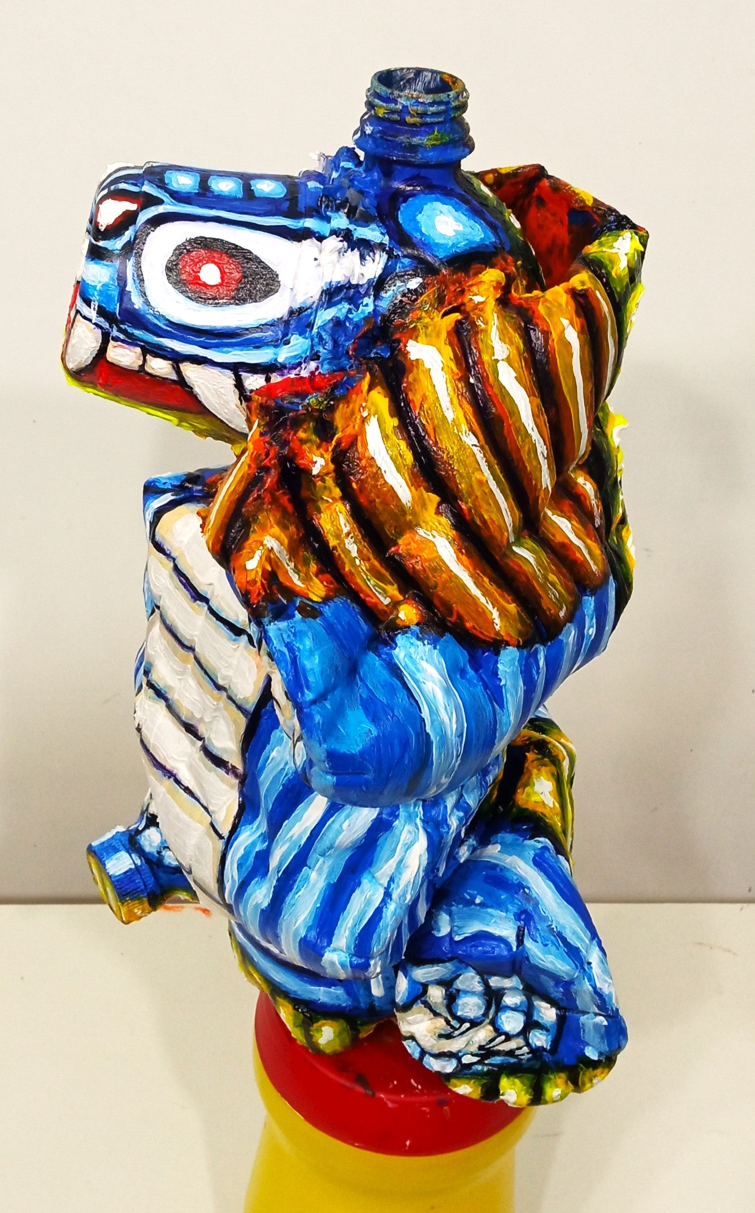  Chinese New Year Blue Dragon Figurine Made out of Recycled Plastic Bottles .[Recycled Art]. Ivan Fyodorovich. Left lateral view