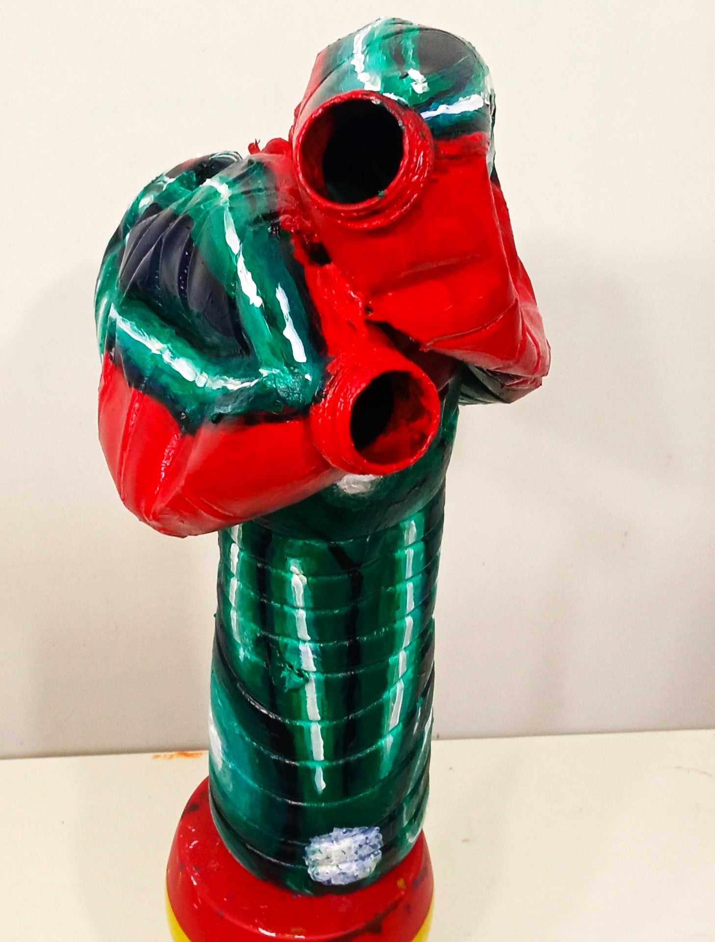 Chinese New Year Green Rabbit Figurine Made out of Recycled Plastic Bottles.[Recycled Art]. Ivan Fyodorovich. Backside view