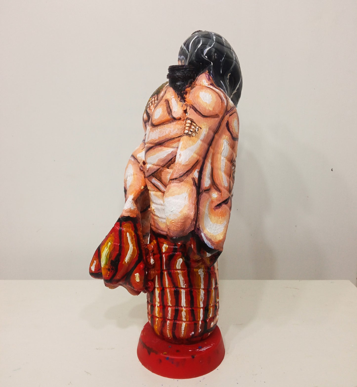 White Naked Couple Kissing Figurine Made out of Recycled Plastic Bottles.[Recycled Art]. Ivan Fyodorovich. Backside view