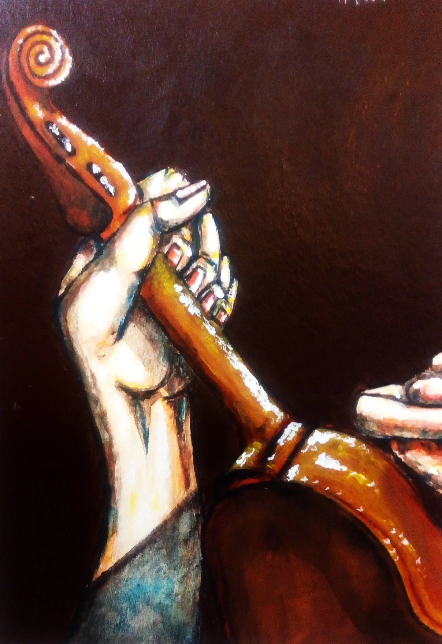 Portrait of Hands Playing Pizzicato on the Violin