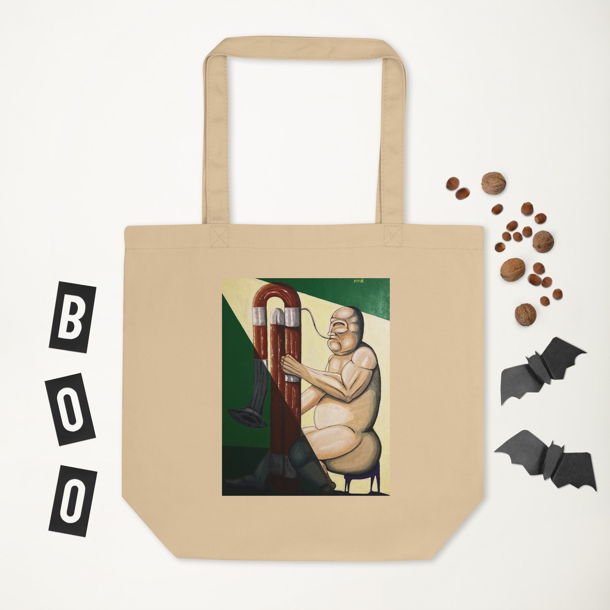 Eco Tote Bag with Naked Contrabassoon Player (Print from Acrylic Original Painting) Ivan Fyodorovich