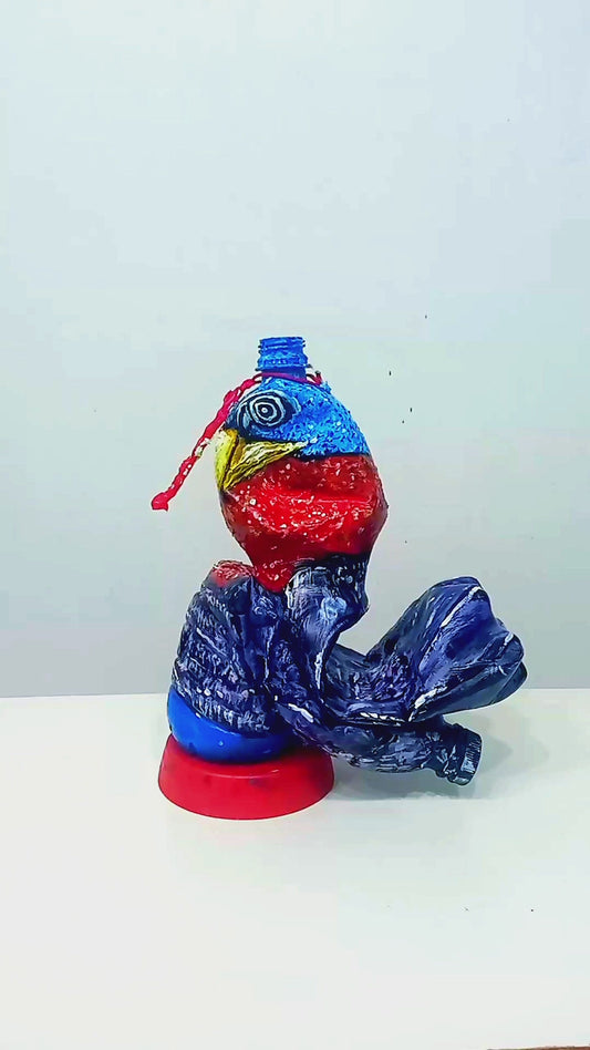 Acrylic painted Recycled plastic bottles Dreamy Turkey Figurine. Table top decoration. [Recycled Art]