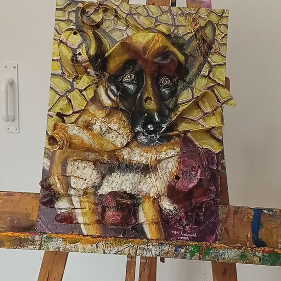 3D Portrait of my dog Eli. Acrylic painitng on recycled and found objects. [Recycled Art]. Video