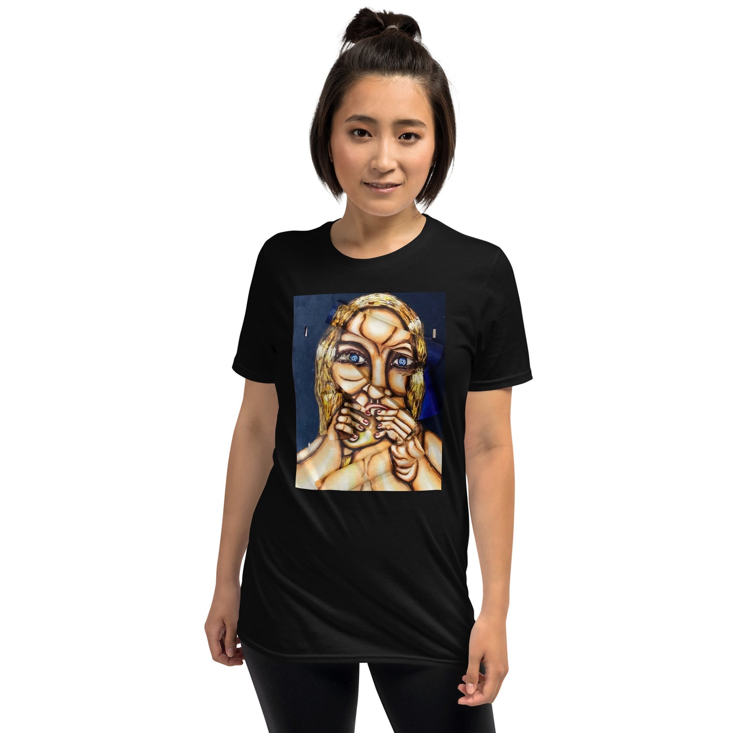 Woman Playing Ocarina Short-Sleeve Unisex T-Shirt. Front View